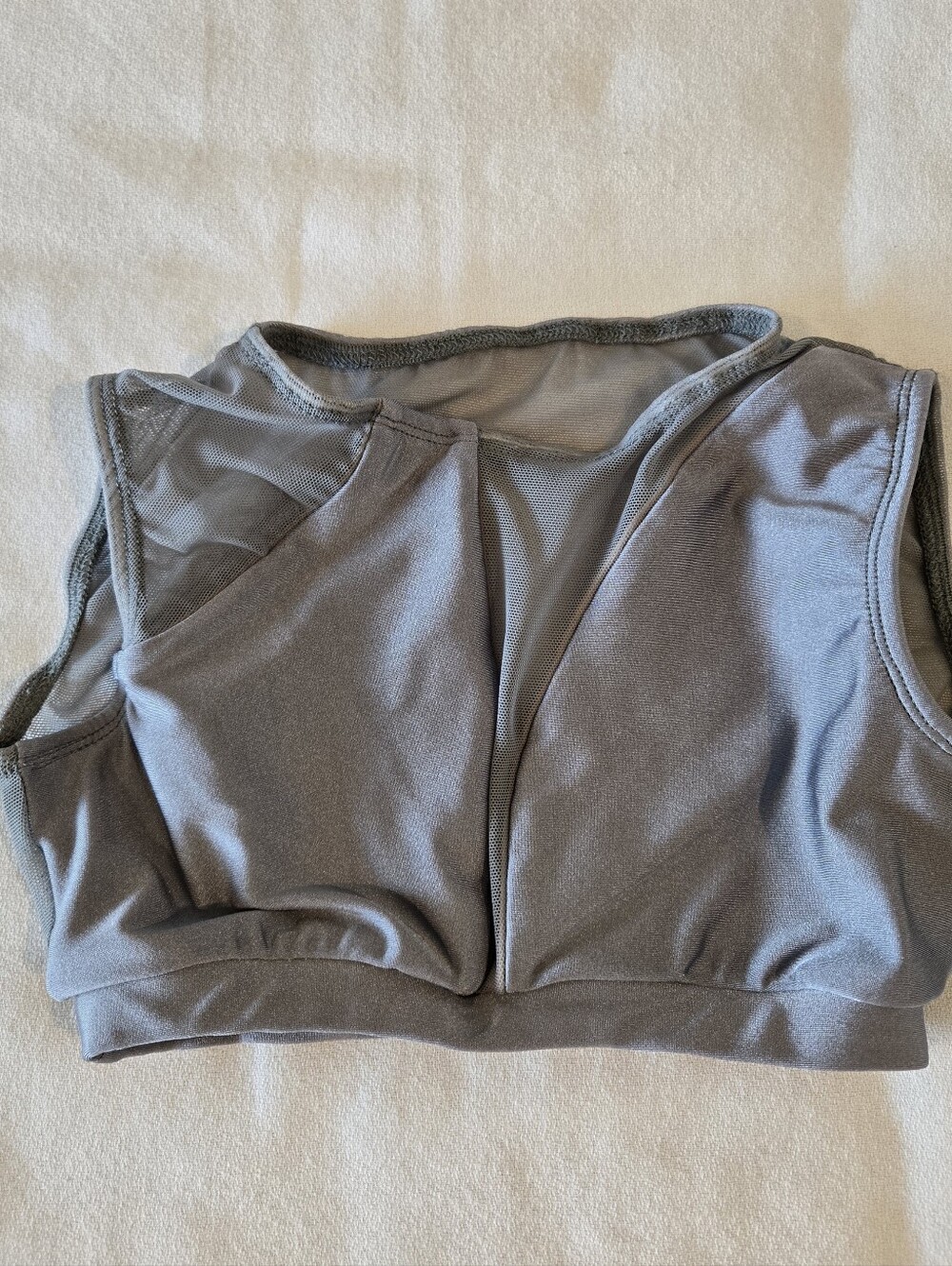 Patrick J Dancewear Top Size Child Youth Large Gray Silver Sleeveless Mesh